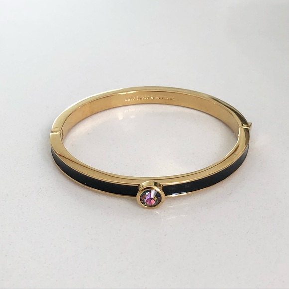 ⭐️Kate Spade⭐️Forever Gems Gold Black Hinged Bracelet Women's Bangle Jewelry - Picture 9 of 13